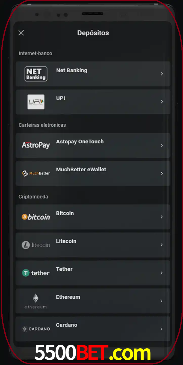 Você pode usar métodos alternativos de depósito.